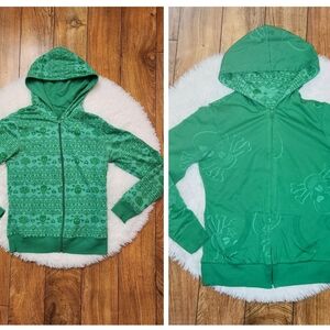 Reversable Skulls & Roses & Hearts Patterned Zip Up Hoodie